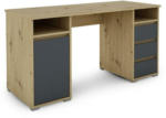 Möbelix Schreibtisch mit Stauraum B 138cm H 75cm Loop, Eiche