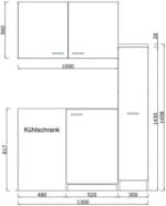 Möbelix Miniküche mit Kühlschrank + Kochfeld 130 cm Weiß/Eiche