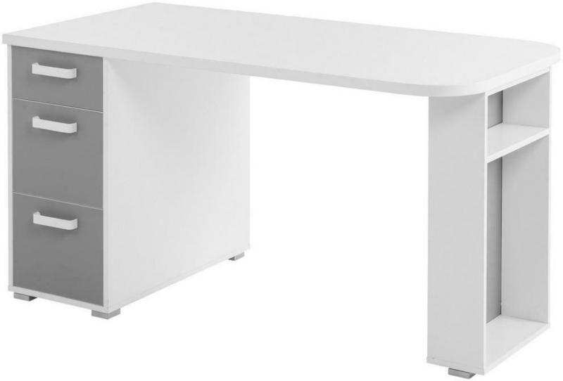 Schreibtisch mit Stauraum B 140cm H 74cm Yoris Grau/Weiß