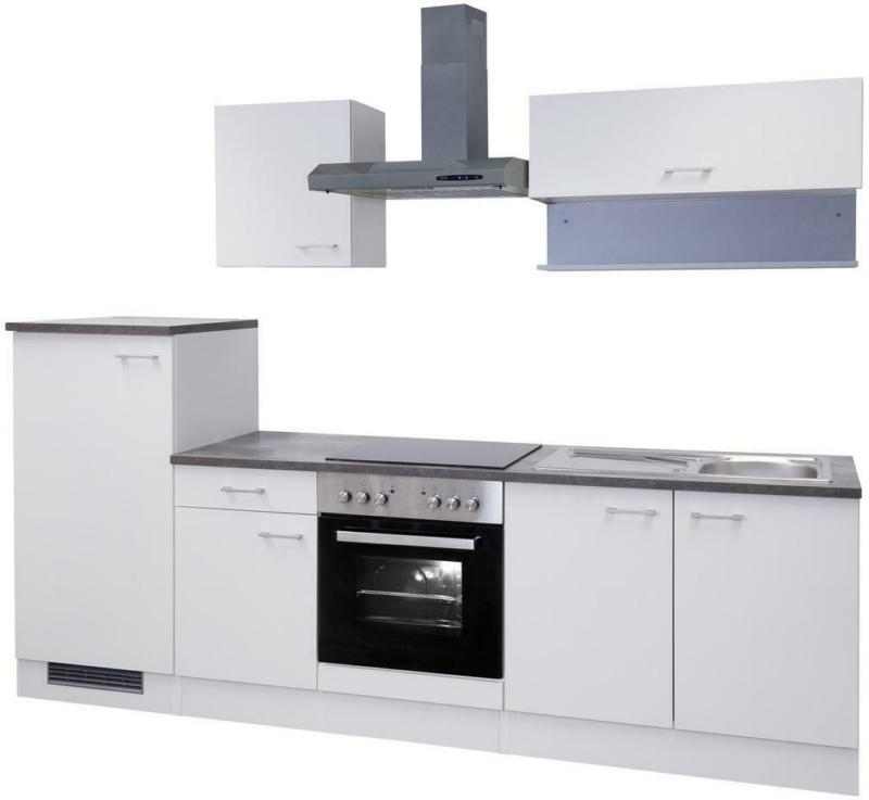 Küchenzeile Lucca mit Geräten 270 cm Weiß Dekor Modern