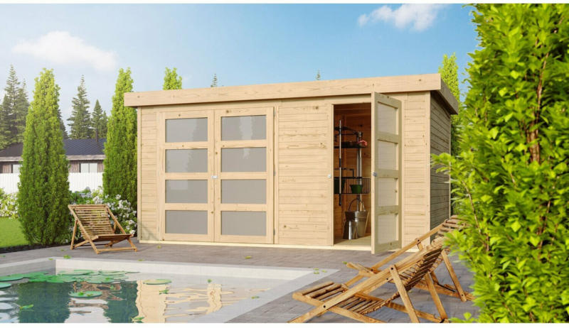 Woodfeeling Holz-Gartenhaus Nürnberg mit Fußboden Natur BxT: 400 cm x 213 cm