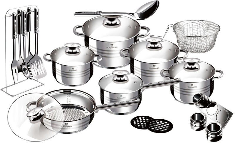 Pfannenset 27-teilig GOURMET LINE, BLAUM