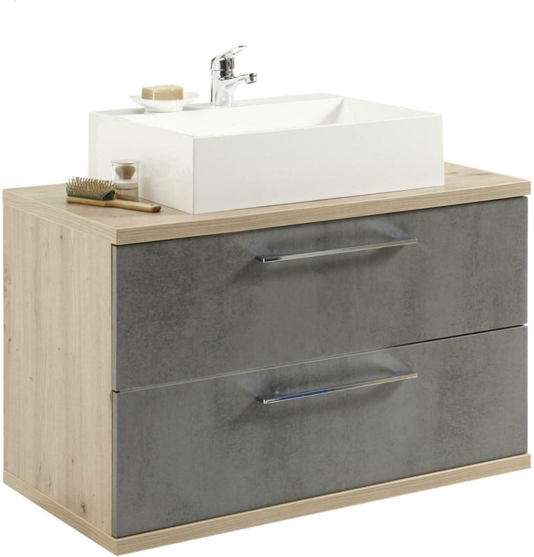 Waschbeckenunterschrank in Anthrazit/Eichefarbe 'Troja'