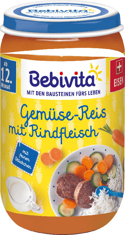 Bebivita Menü Gemüse-Reis mit Rindfleisch, ab dem 12. Monat