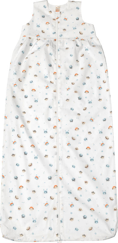 PUSBLU Kinder Schlafsack 0,5 TOG, 110 cm, in Bio-Baumwolle, weiß, blau