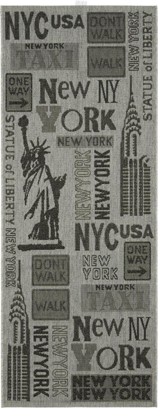 Flachwebeteppich New York in Grau ca. 80x200cm
