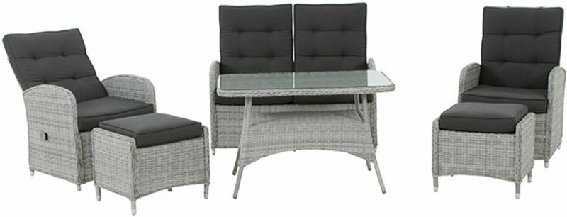 Siena Garden Cordoba Lounge-Set 6-teilig Ice-Grey inkl. Kissen