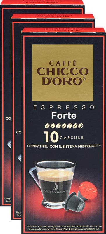 Chicco d’Oro Kaffeekapseln Espresso Forte, 3 x 10 Kapseln