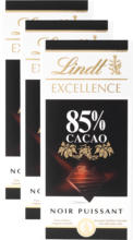 Denner Lindt Excellence Tafelschokolade, Dunkel 85% Cacao, 3 x 100 g - bis 06.02.2023