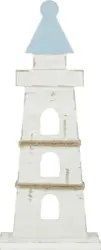 Dekoleuchtturm Paul in Weiß/Blau