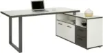 mömax Eckschreibtisch in Grau/Weiß