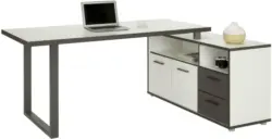Eckschreibtisch in Grau/Weiß