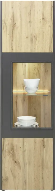 Vitrine in Eiche-/Schieferfarben