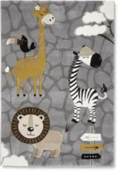 Kinderteppich Zoo in Grau ca. 120x170cm
