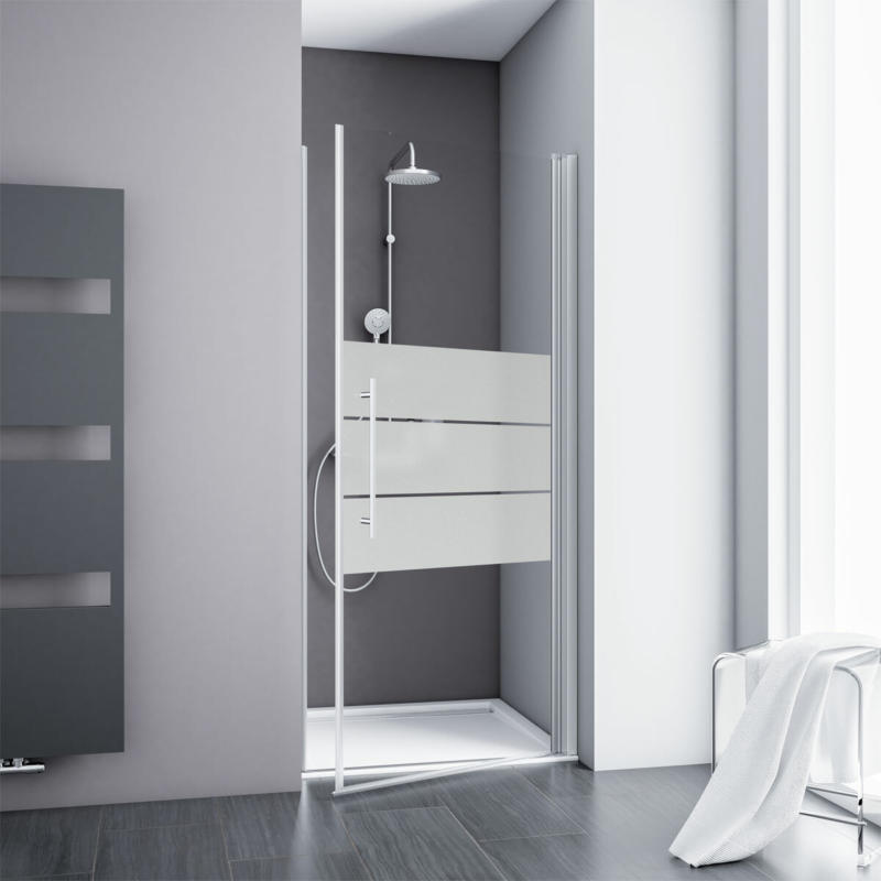 Drehtür für Nischendusche „Alexa Style 2.0“, Alu Natur, ESG, fixil, 90 cm 90 cm | 904 mm | 797 mm