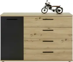 Kommode in Schwarz/Eichefarben