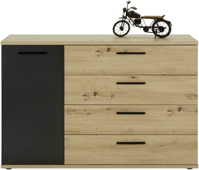 Kommode in Schwarz/Eichefarben