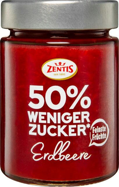 Zentis Aufstrich 50% weniger Zucker
