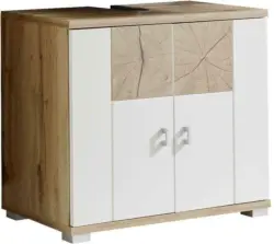 Waschbeckenunterschrank in Weiß/Eichefarben ´Spalt´