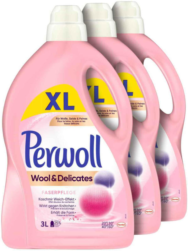 Perwoll Flüssigwaschmittel Wool & Delicates Faserpflege 3 x 3 l -