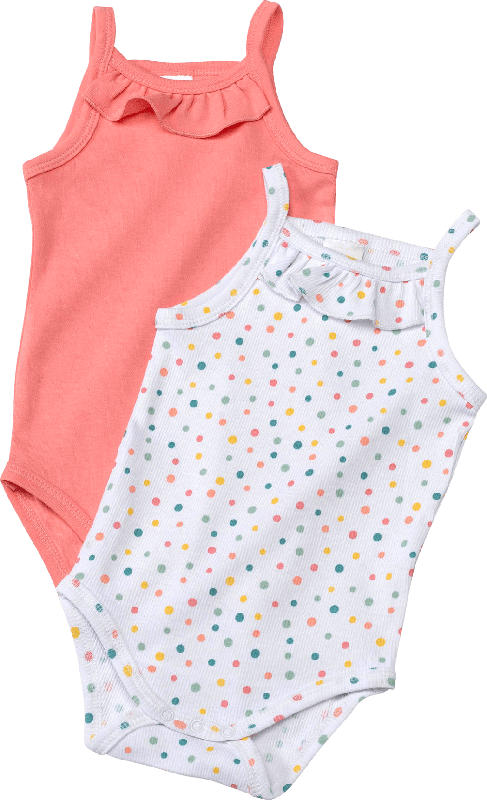 PUSBLU Doppelpack Bodys, Gr. 74/80, in Bio-Baumwolle, pink, weiß
