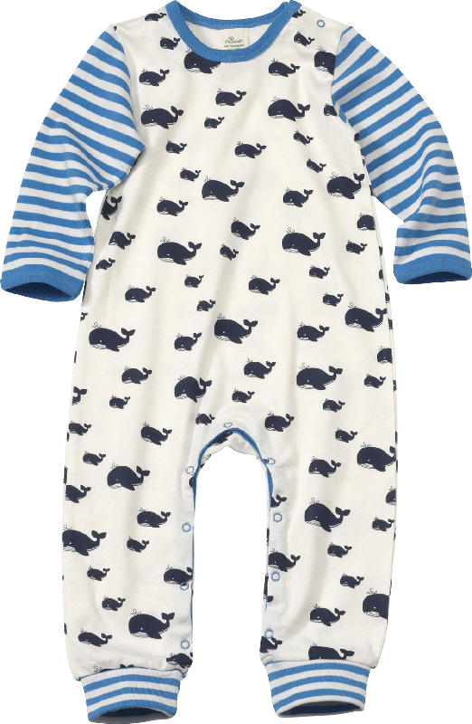 ALANA Baby Schlafanzug, Gr. 86/92, in Bio-Baumwolle, weiß, blau