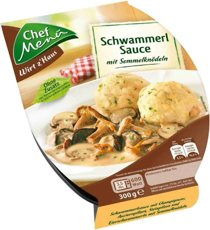 Chef Menü Schwammerlsauce mit Semmelknödel