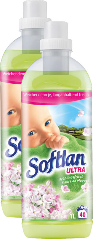 Assouplissant Fleurs de muguet Softlan Ultra, 2 x 36 lessives, 2 x 1 litre