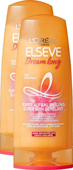 Après-shampooing Super soin démêlant Dream Long L'Oréal Elseve, 2 x 200 ml