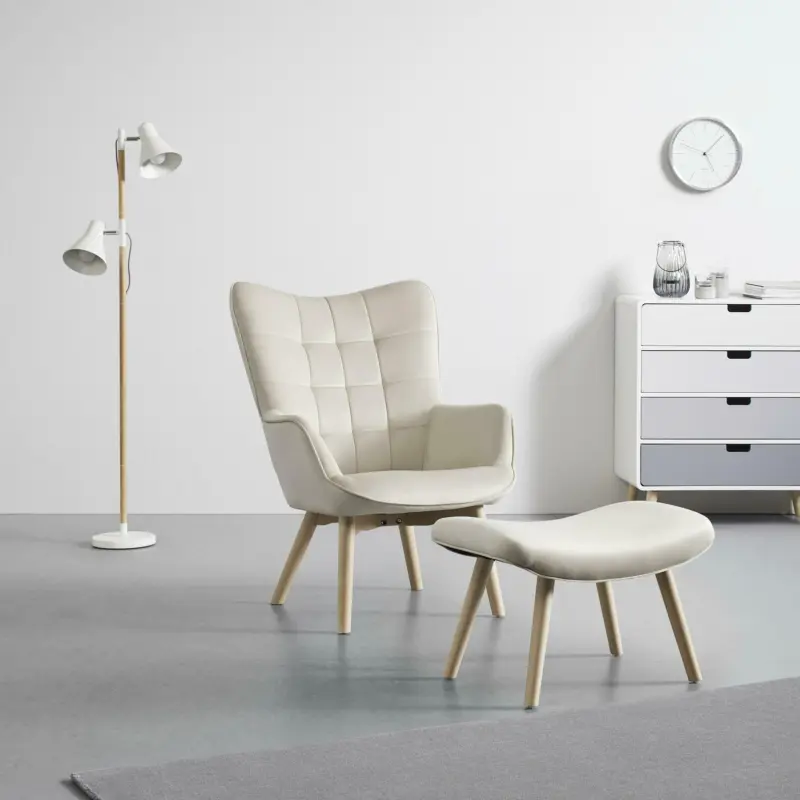 Sessel 'Merlin' inkl. Hocker, beige
