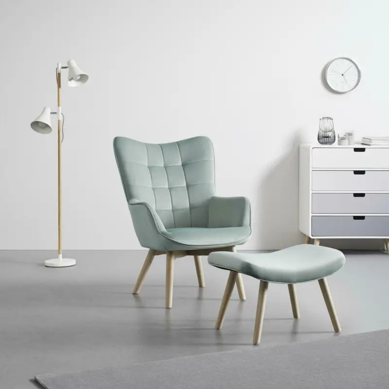 Sessel 'Merlin' inkl. Hocker, mintgrün