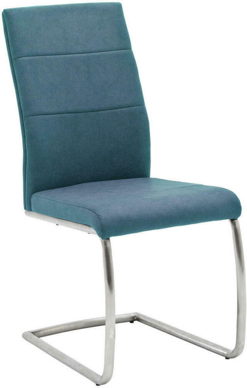 Schwingstuhl in Metall, Textil Edelstahlfarben, Petrol