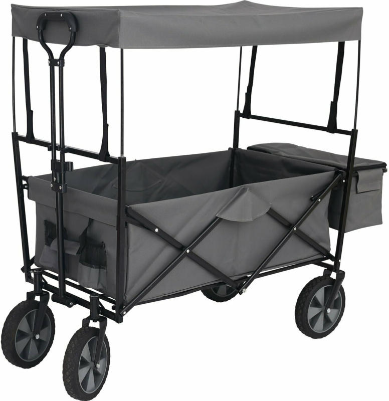 Faltbarer Bollerwagen mit Dach Grau