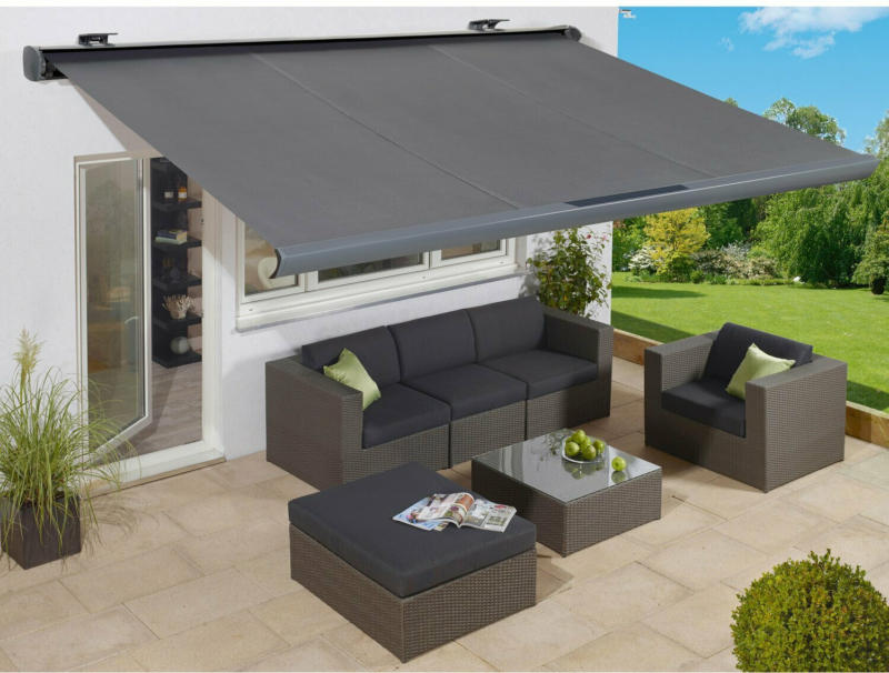 Kassettenmarkise Maraca 295 cm x 200 cm Anthrazit Solarbetrieb