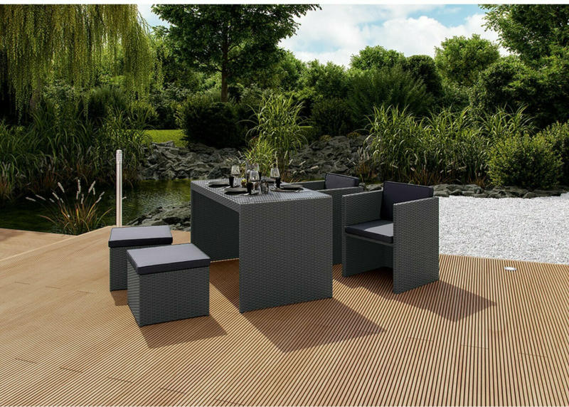 Balkonmöbel-Set Hazelton 5-teilig Polyrattan Grau