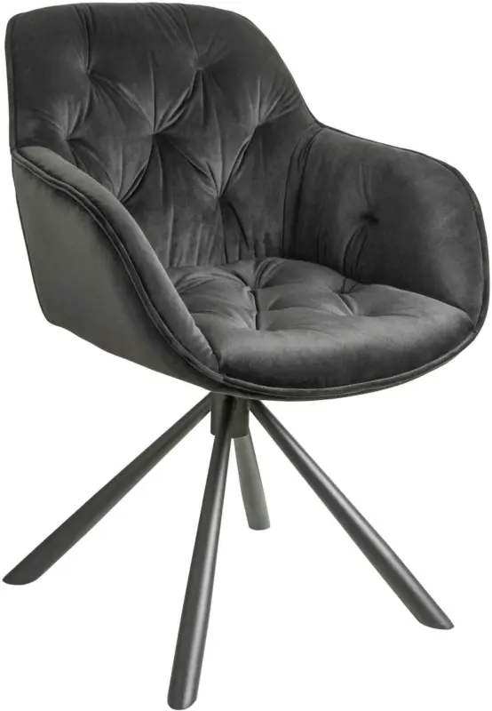 Armlehnstuhl in Samt Schwarz