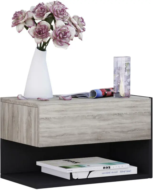 Nachtkästchen in Schwarz/ Eichefarbe 'Dormal'