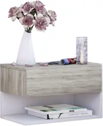 Nachtkästchen in Weiß/ Eichefarbe 'Dormal'