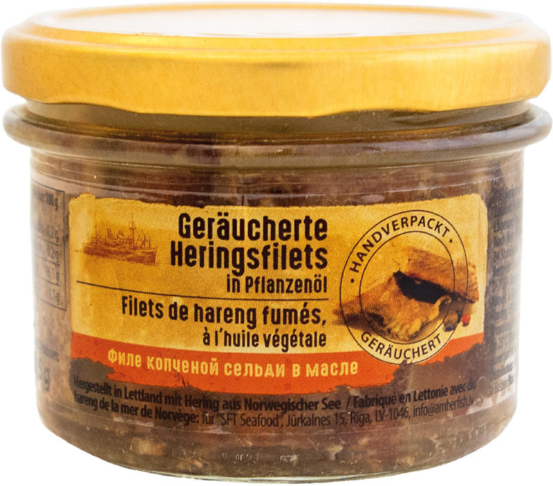 Geräucherte Heringsfilets in Pflanzenöl