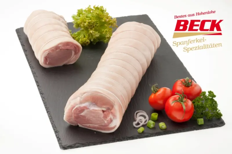 Spanferkel-Rollbraten R&uuml;cken/Brust, frisch