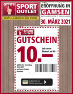 OTTO'S Sport Outlet GUTSCHEIN Sport Outlet Gamsen - bis 24.04.2021
