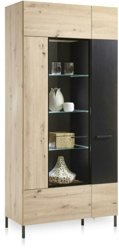 Vitrine in Schwarz/ Eichefarbe 'Lucas'