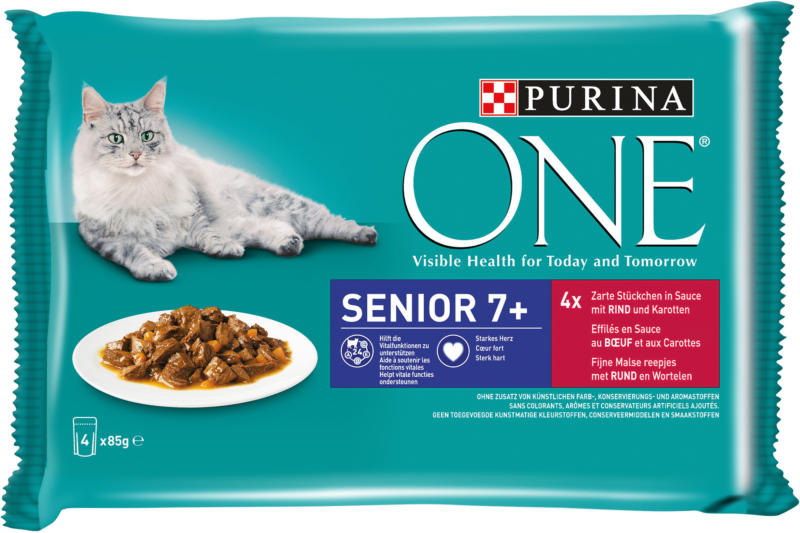 Purina ONE Senior mit Rind & Karotten 12x4x85g