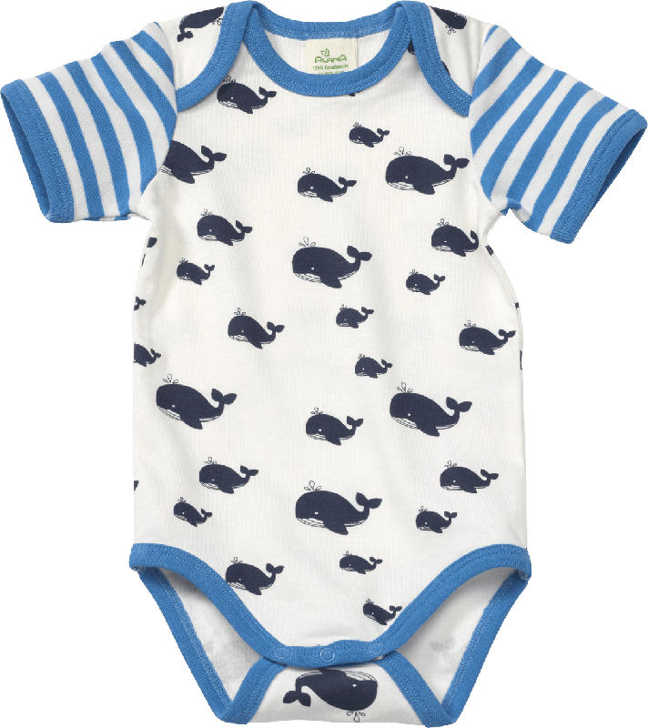 ALANA Baby Body, Gr. 98/104, in Bio-Baumwolle, blau, weiß