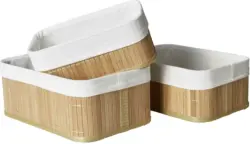 Korbset Bamboo in Beige, 3 Stück