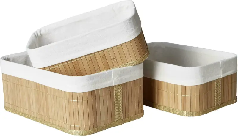 Korbset Bamboo in Beige, 3 Stück