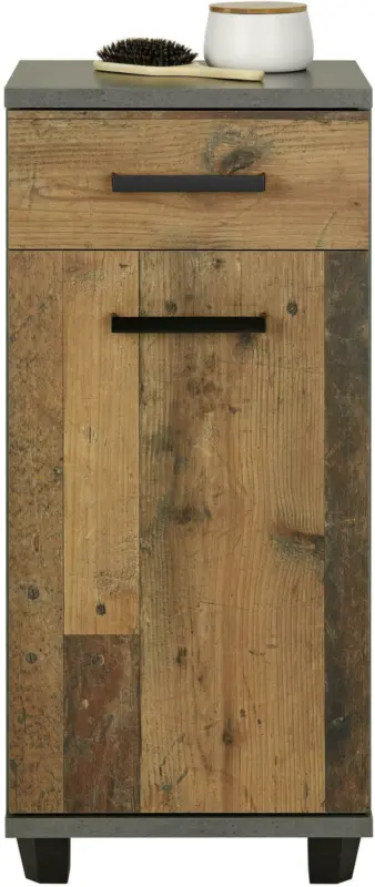 Unterschrank in Dunkelgrau/Braun