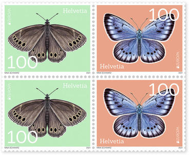 Briefmarken CHF 1.00 «EUROPA - Bedrohte Wildtiere», Viererblock