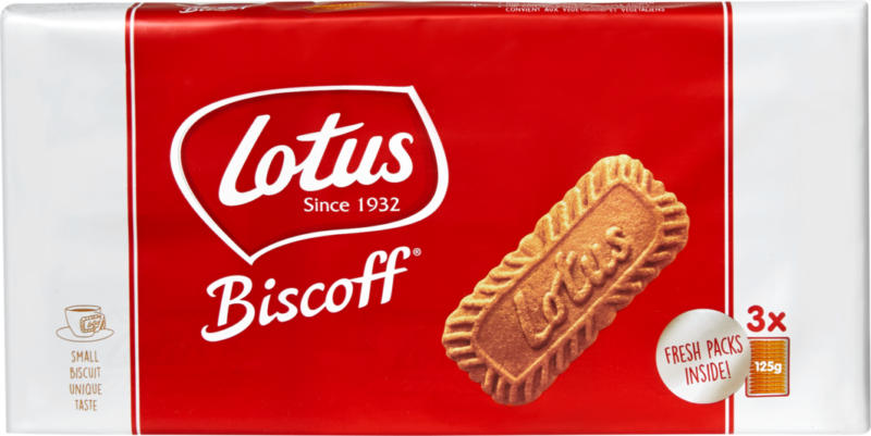 Biscotti al caramello Biscoff Lotus, 3 x 125 g