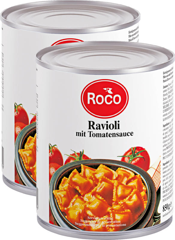 Ravioli Roco, pronti all'uso, 2 x 850 g